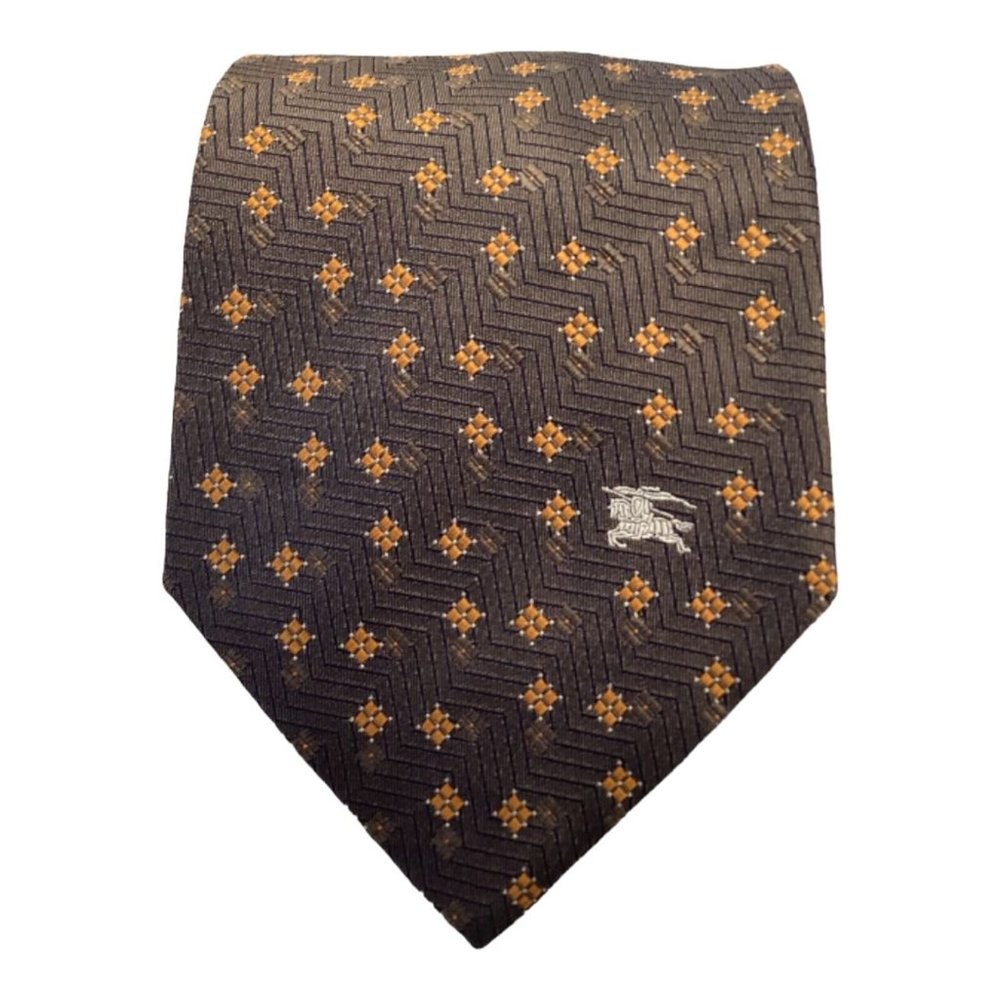 BURBERRYS OF LONDON Brown Geometric Silk Tie USA 58-"4" EC